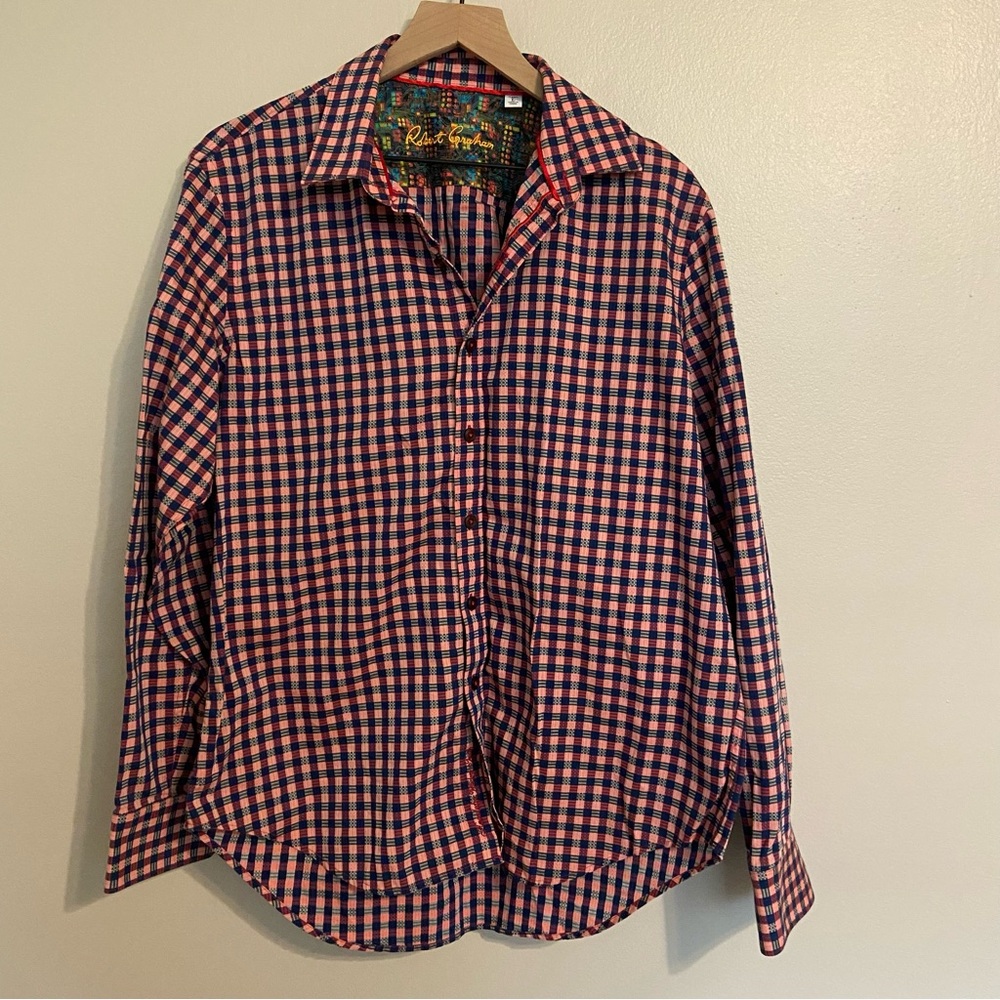 Robert Graham Classic Fit Red and Blue Plaid Button Down Shirt